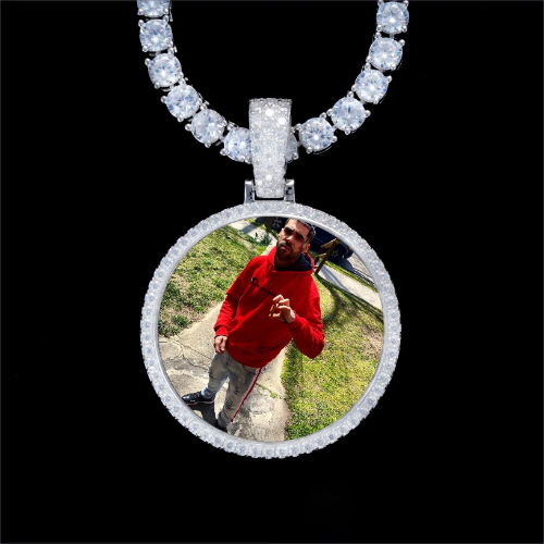 925S & VVS Moissanite 3D Circle Custom Picture Pendant
