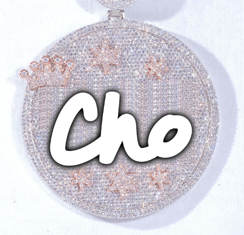 CUSTOM LETTER NECKLACE 3D BIG CROWN DISC