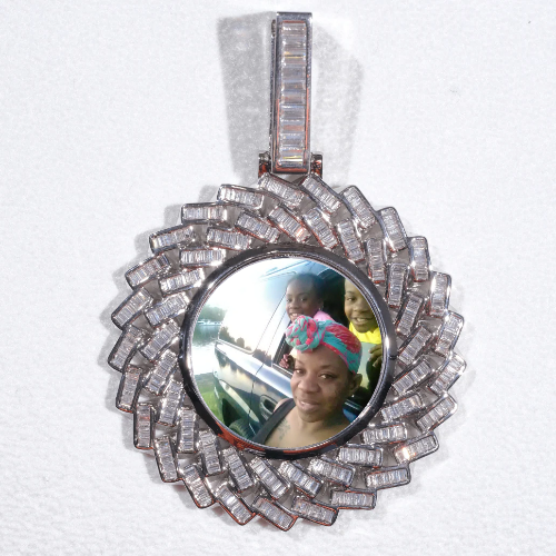 Large 3D Baguette Custom Picture Pendant