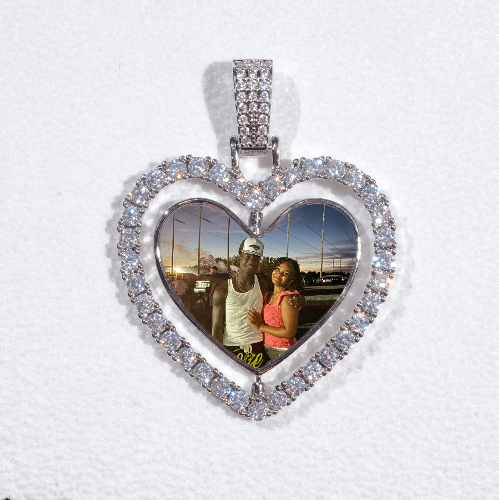 3D Spinning 2-Faced Heart Custom Picture Pendant