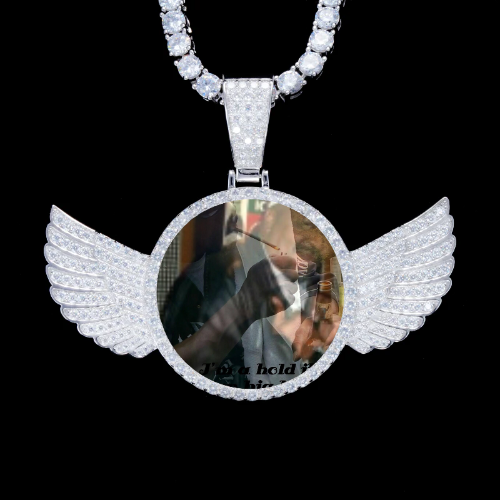 925S & VVS Moissanite 3D Wing Custom Picture Pendant
