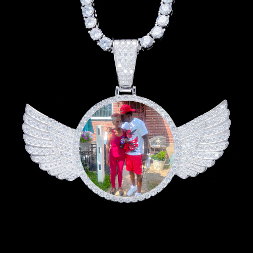 925S & VVS Moissanite 3D Wing Custom Picture Pendant