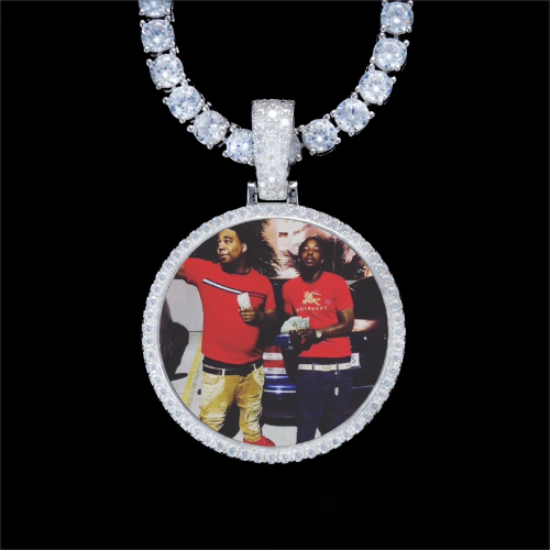 925S & VVS Moissanite 3D Circle Custom Picture Pendant