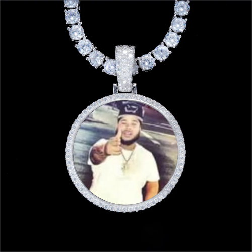 925S & VVS Moissanite 3D Circle Custom Picture Pendant