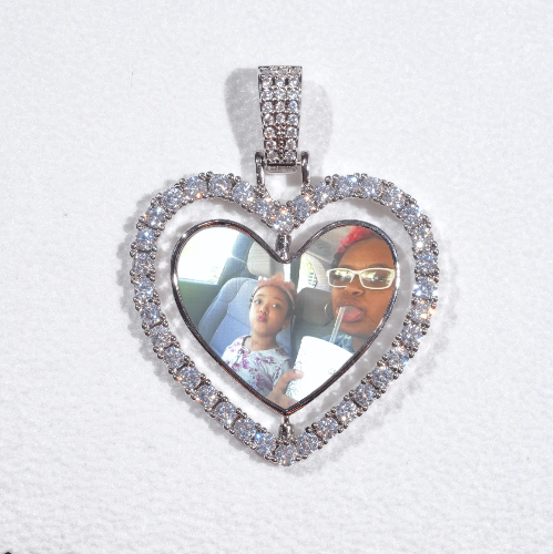 3D Spinning 2-Faced Heart Custom Picture Pendant