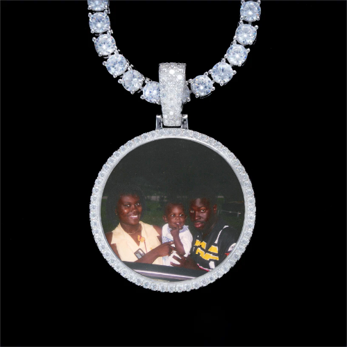 925S & VVS Moissanite 3D Circle Custom Picture Pendant