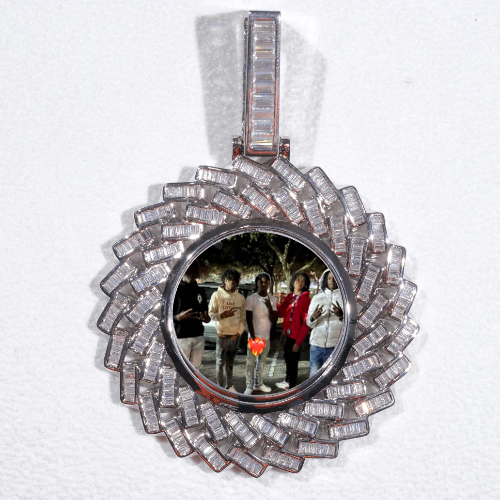 Large 3D Baguette Custom Picture Pendant