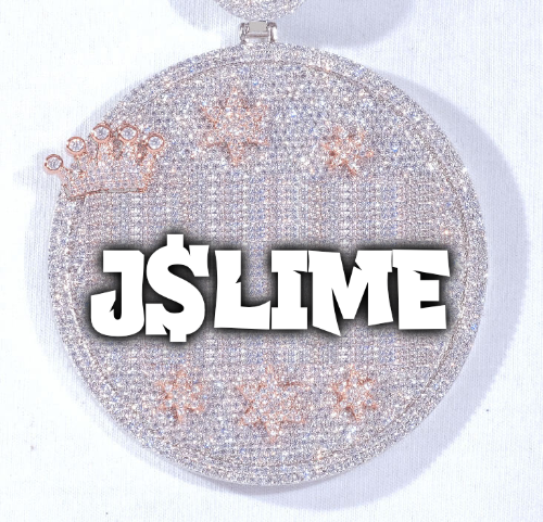 CUSTOM LETTER NECKLACE 3D BIG CROWN DISC