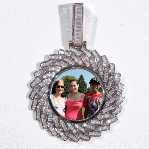 Large 3D Baguette Custom Picture Pendant