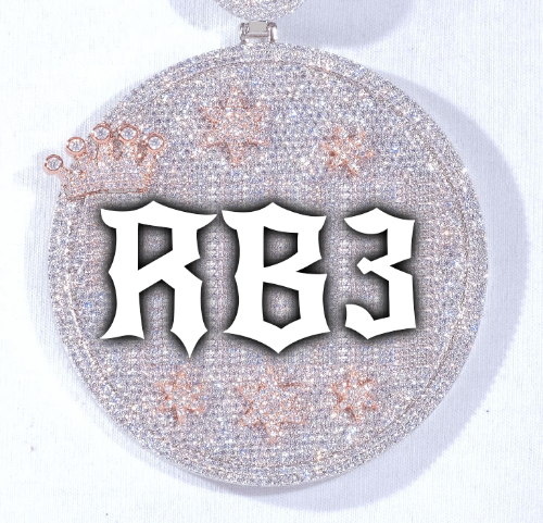 CUSTOM LETTER NECKLACE 3D BIG CROWN DISC