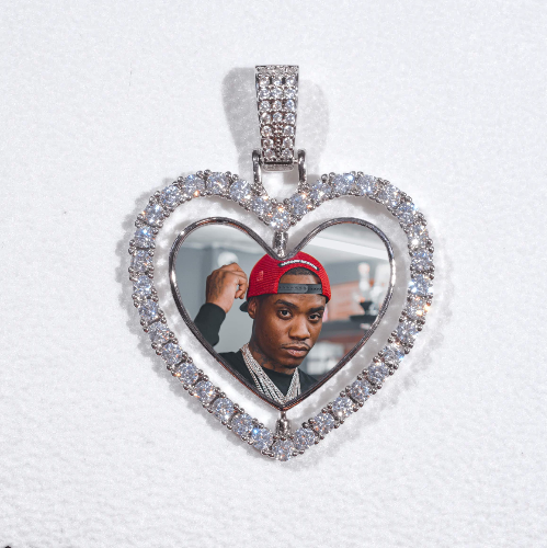 3D Spinning 2-Faced Heart Custom Picture Pendant