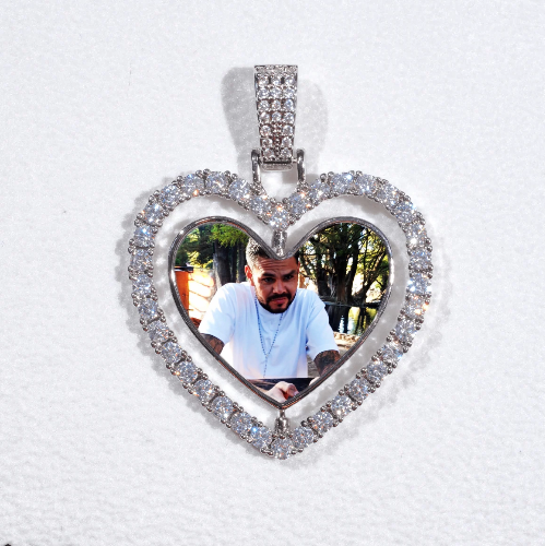 3D Spinning 2-Faced Heart Custom Picture Pendant
