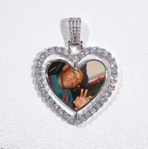 3D Spinning 2-Faced Heart Custom Picture Pendant