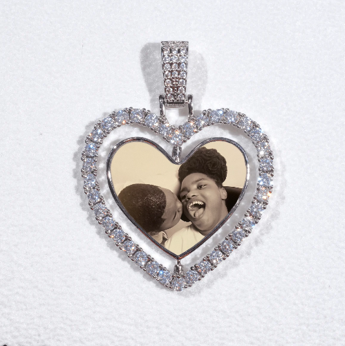 3D Spinning 2-Faced Heart Custom Picture Pendant