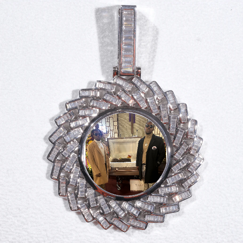 Large 3D Baguette Custom Picture Pendant