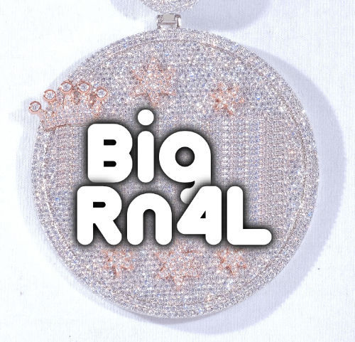 CUSTOM LETTER NECKLACE 3D BIG CROWN DISC