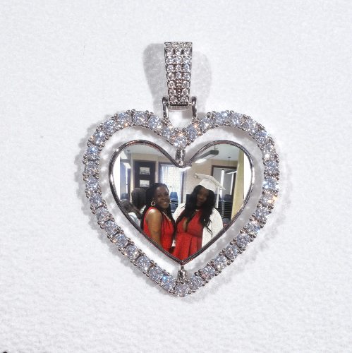 3D Spinning 2-Faced Heart Custom Picture Pendant