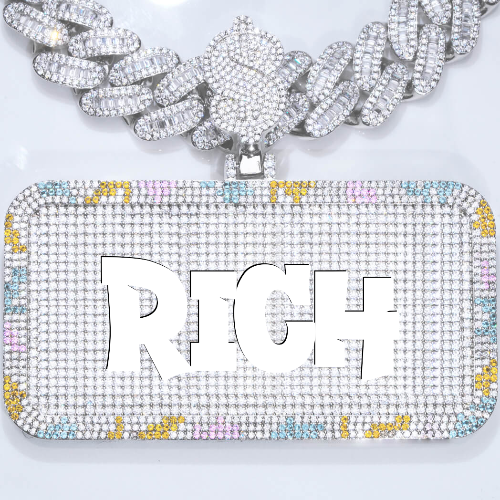 CUSTOM LETTER NECKLACE 3D COLORFUL SQUARE