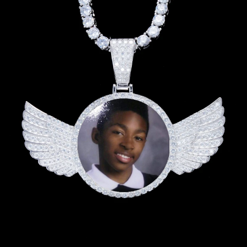 925S & VVS Moissanite 3D Wing Custom Picture Pendant