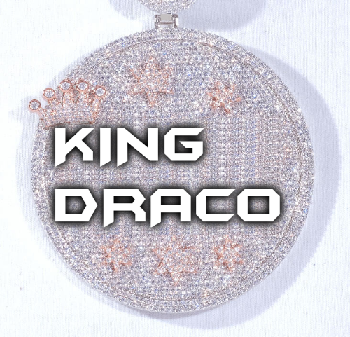 CUSTOM LETTER NECKLACE 3D BIG CROWN DISC