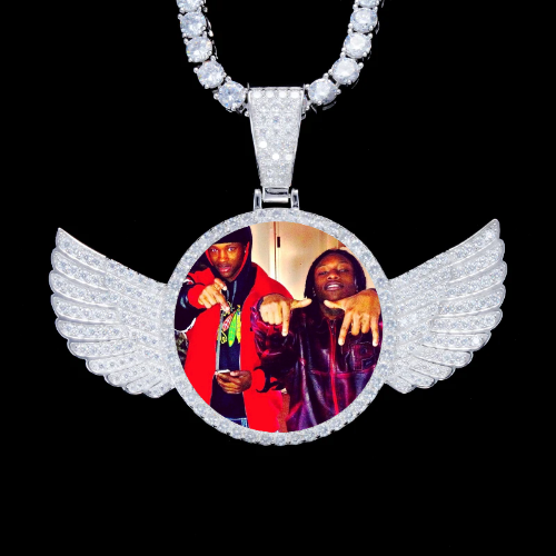 925S & VVS Moissanite 3D Wing Custom Picture Pendant