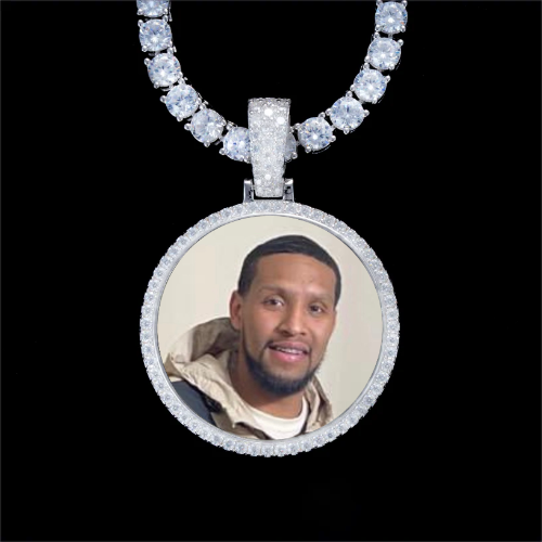 925S & VVS Moissanite 3D Circle Custom Picture Pendant
