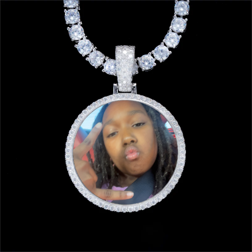 925S & VVS Moissanite 3D Circle Custom Picture Pendant
