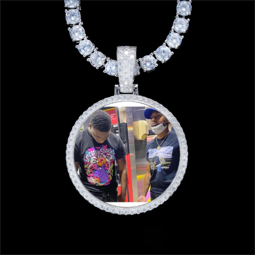 925S & VVS Moissanite 3D Circle Custom Picture Pendant