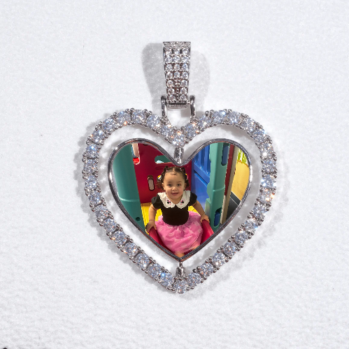 3D Spinning 2-Faced Heart Custom Picture Pendant