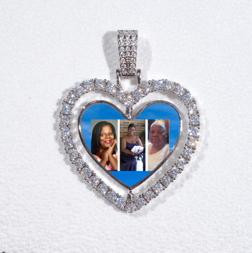 3D Spinning 2-Faced Heart Custom Picture Pendant