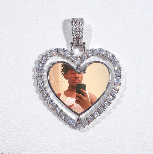 3D Spinning 2-Faced Heart Custom Picture Pendant