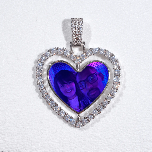 3D Spinning 2-Faced Heart Custom Picture Pendant