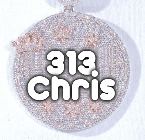 CUSTOM LETTER NECKLACE 3D BIG CROWN DISC