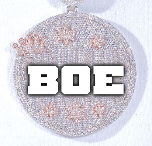 CUSTOM LETTER NECKLACE 3D BIG CROWN DISC
