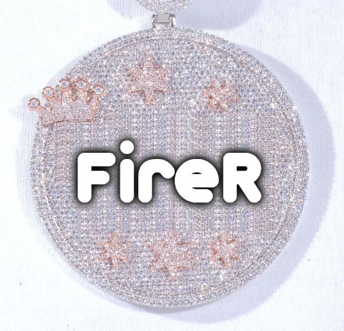 CUSTOM LETTER NECKLACE 3D BIG CROWN DISC
