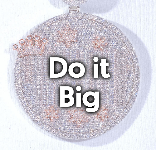 CUSTOM LETTER NECKLACE 3D BIG CROWN DISC