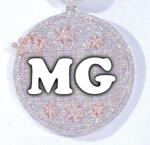 CUSTOM LETTER NECKLACE 3D BIG CROWN DISC