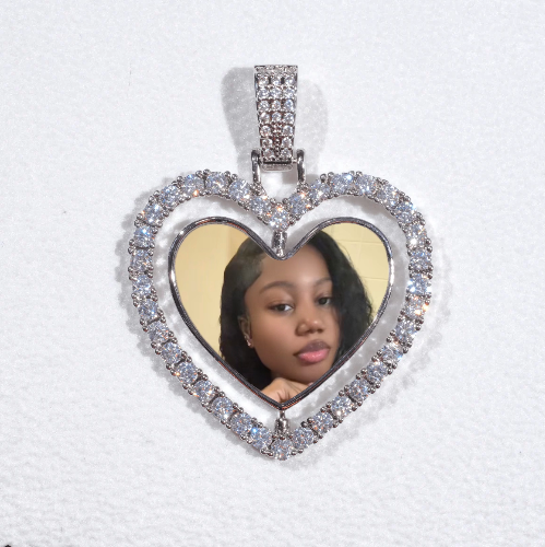 3D Spinning 2-Faced Heart Custom Picture Pendant
