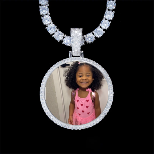925S & VVS Moissanite 3D Circle Custom Picture Pendant