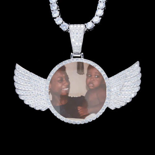 925S & VVS Moissanite 3D Wing Custom Picture Pendant