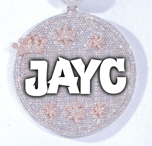 CUSTOM LETTER NECKLACE 3D BIG CROWN DISC