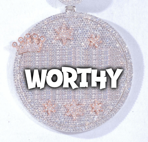 CUSTOM LETTER NECKLACE 3D BIG CROWN DISC
