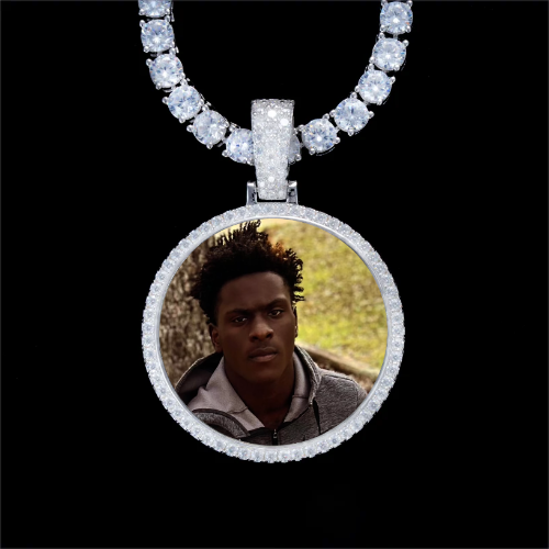 925S & VVS Moissanite 3D Circle Custom Picture Pendant