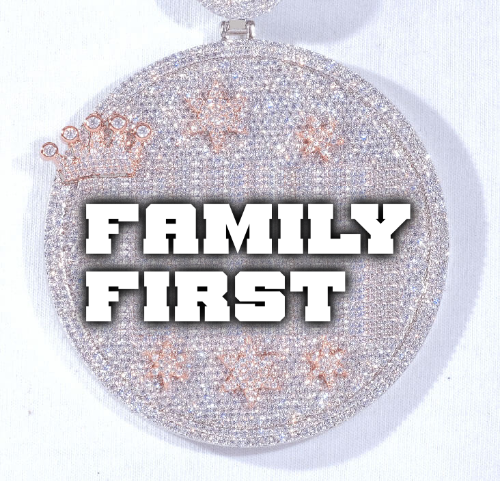 CUSTOM LETTER NECKLACE 3D BIG CROWN DISC