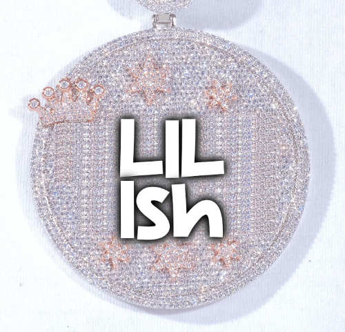 CUSTOM LETTER NECKLACE 3D BIG CROWN DISC
