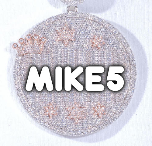 CUSTOM LETTER NECKLACE 3D BIG CROWN DISC