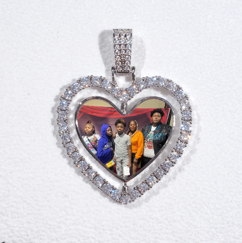 3D Spinning 2-Faced Heart Custom Picture Pendant