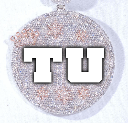 CUSTOM LETTER NECKLACE 3D BIG CROWN DISC