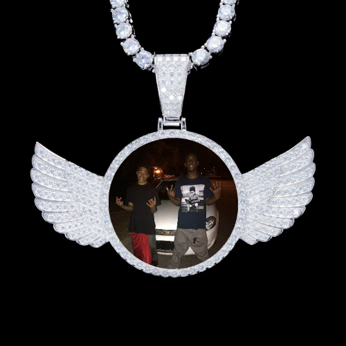 925S & VVS Moissanite 3D Wing Custom Picture Pendant