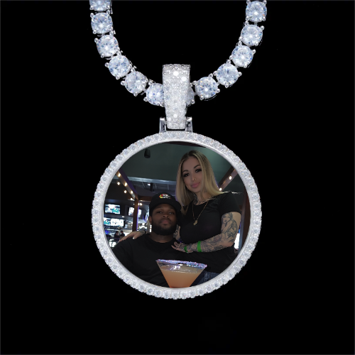 925S & VVS Moissanite 3D Circle Custom Picture Pendant